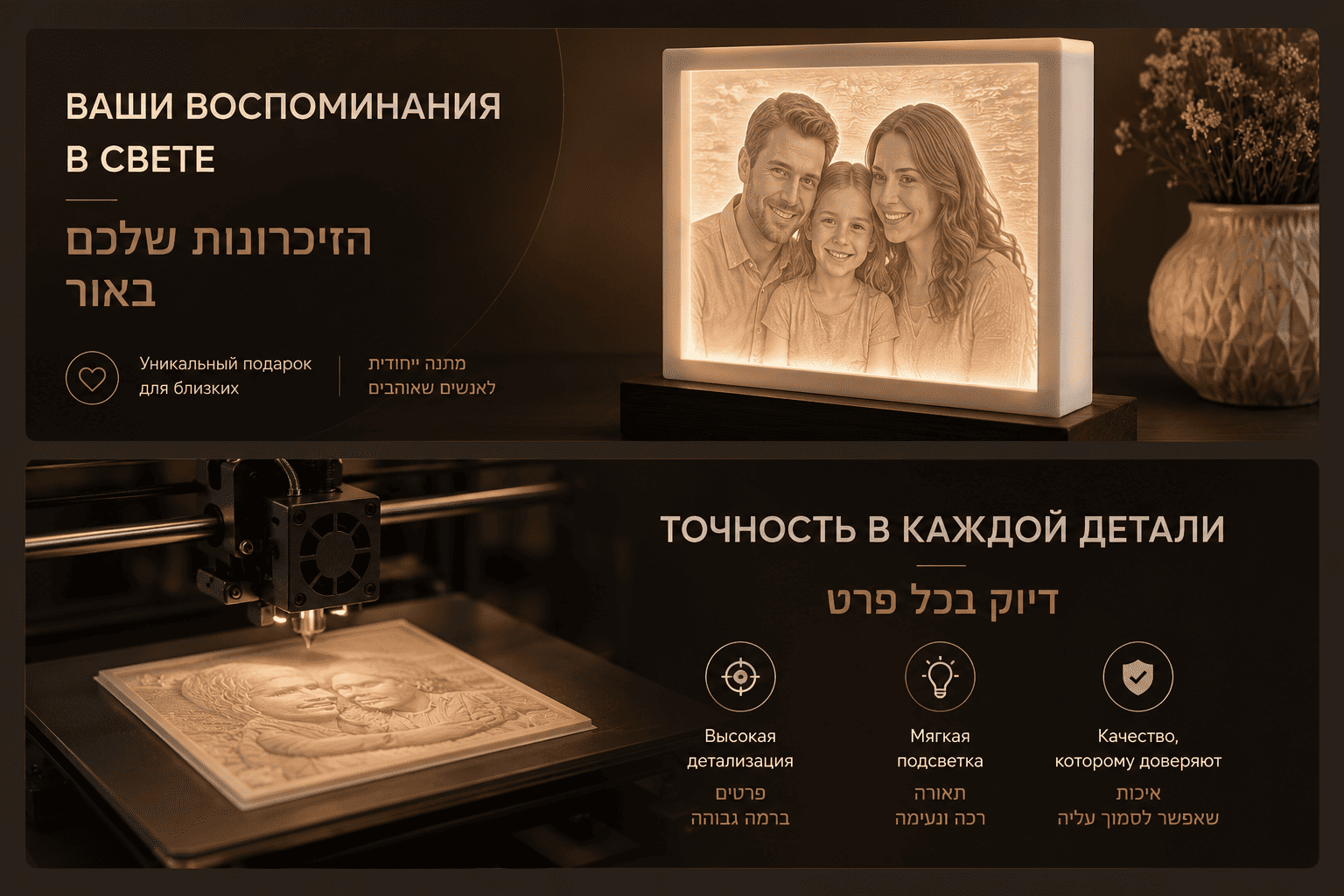 Литофания с семейной фотографией